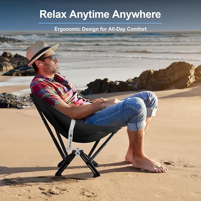 Camping Chairs for Adults, Supports 600 Lbs Lightweight Folding Camping Chair, Collapses to Size of Water Bottle Portable Camping Chair for Outdoor, Beach, Lawn, Travel, Picnics