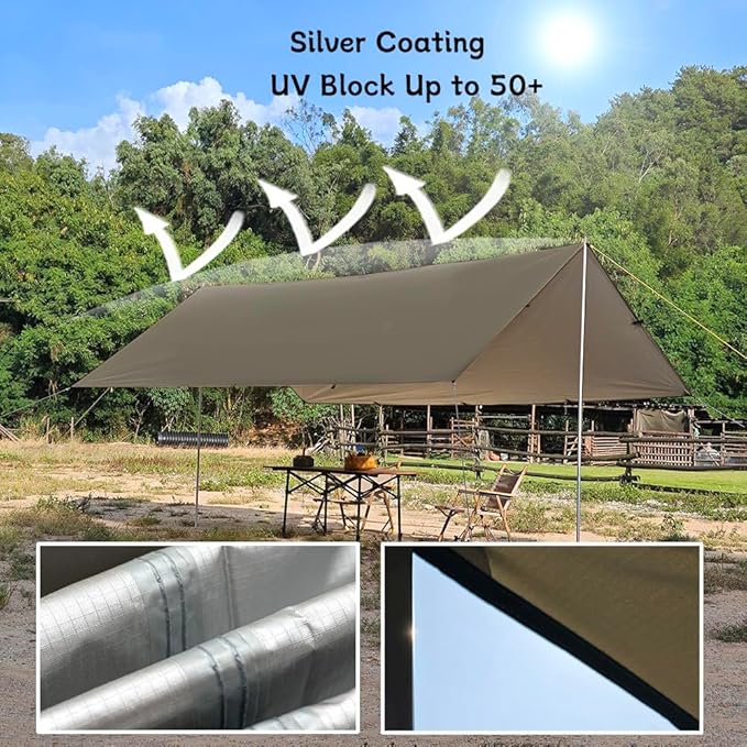 Car Awning Camping SUV Sun Shelter Waterproof Universal Tent Canopy Anti-UV for Van Campervan Caravan Truck Vehicle (Olive Green, 118"X118")