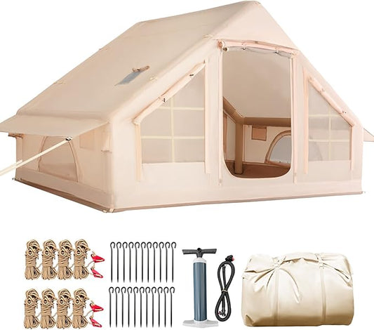 YOLENY 2/4/6 Person Inflatable Tents for Camping, Quick Setup in 2 Minutes with Hand Pump, Oxford Blow Up Tent with Skylight & Canopy, Spacious Cabin Tent for Family Camping & Hiking