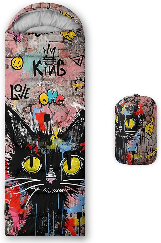 AILONEN Girls Pink Camping Sleeping Bags,Lightweight & Waterproof,3 Season Warm & Cool Weather,Cute Bow Duck Print Sleeping Bags for Kids,Girls,Adults Travelling,Outdoors