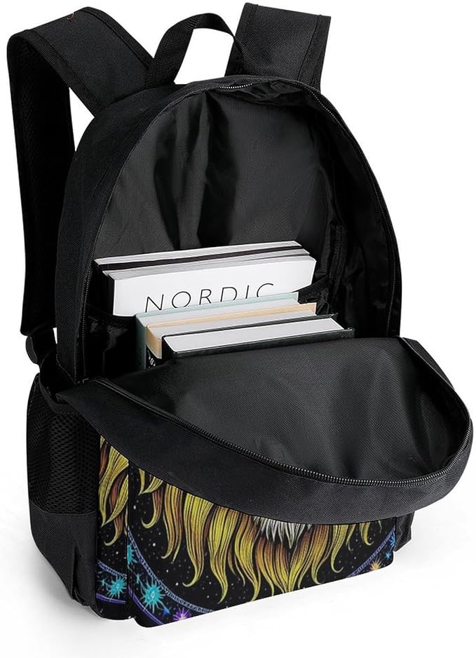 Supdreamc Backpack Polyester Multipurpose Anti-Theft Trippy King Of The Lion Art Shoulder Bag Big Capacity Gym Outdoor Hiking Backpack With Padded Straps