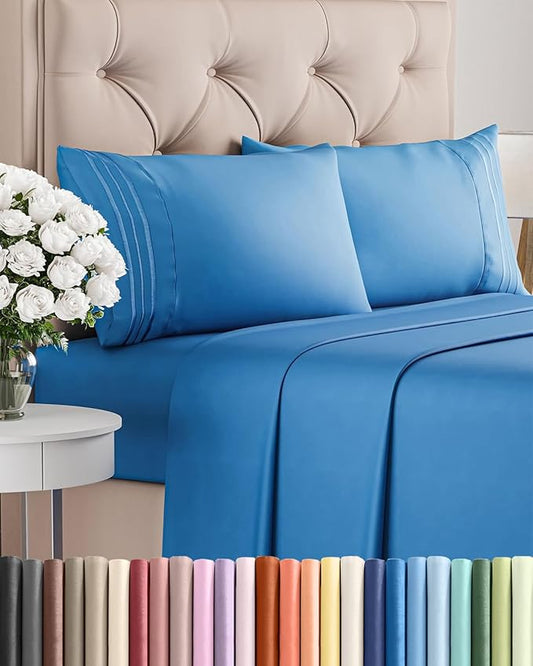 Full Size 4 Piece Sheet Set - Comfy Breathable & Cooling Bed Sheets Set - Hotel Luxury Bedding for Women, Men, Kids, Teens, Boys & Girls - Deep Pockets, Soft and Wrinkle Free - Oeko-Tex - Royal Blue