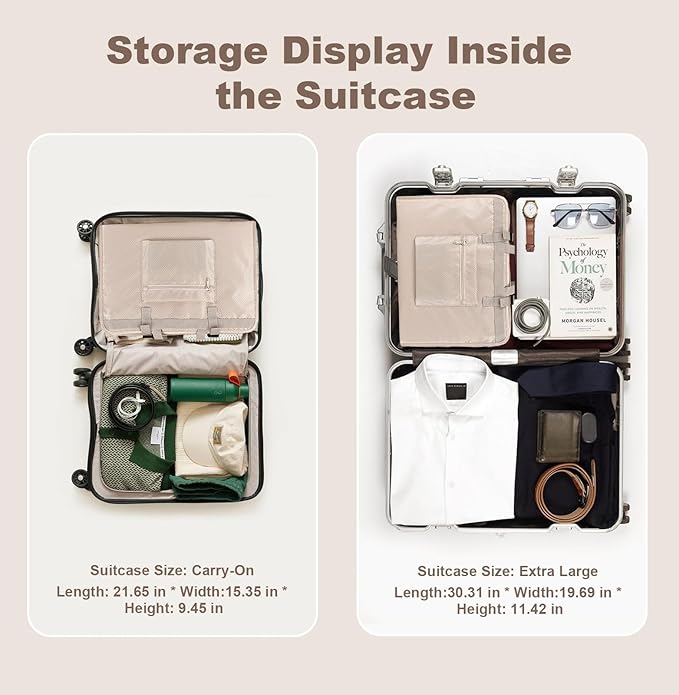 TABITORA Travel Clothes Organizer Portable Hanging Compression Packing Cubes Camp Organizer Travel Cases Suitcase Storage Large Capacity Carry On Closet (Beige)
