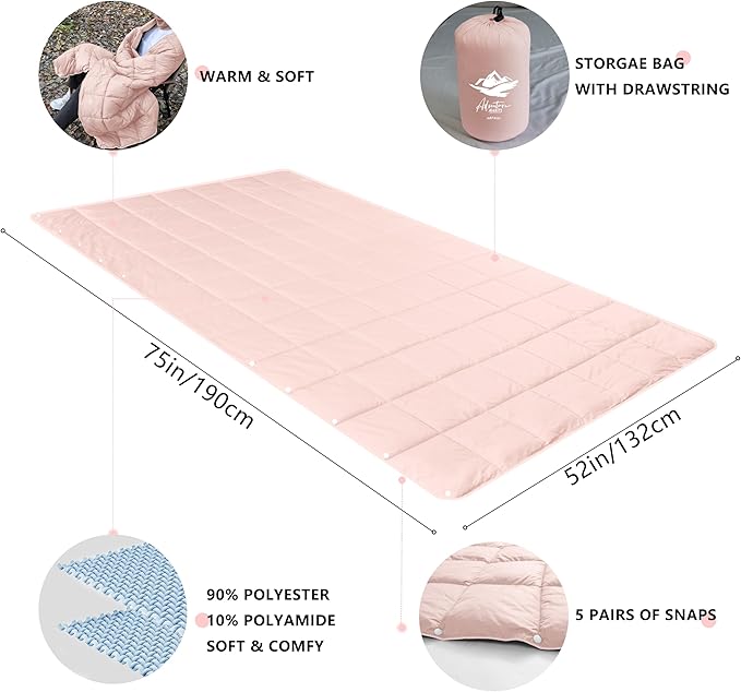 Camping Blanket,Lightweight Puffy Blanket Packable Down Alternative Throw Blanket Waterproof Windproof for Outdoors, Travel, Beach, Airplane, Hiking