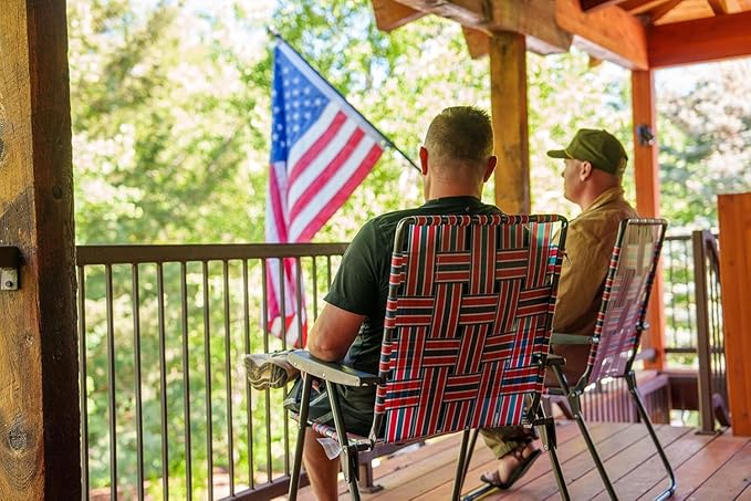 MOUNTAIN SUMMIT GEAR Retro Webbed Camping Chair - Lightweight, Foldable, Durable Steel Frame, 300lb Capacity, Vintage Red/Blue Stripes by Caddis Sports (4)