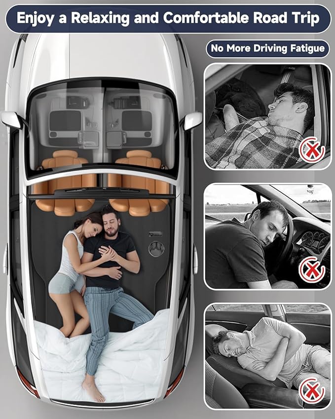 Umbrauto Air Mattress for Tesla Model Y, Custom Inflatable Camping Bed for Back Trunk, Upgraded Sleeping Pad w/Soft Flocking Surface, Durable 210T Fabric Bottom, Portable Pump for SUV Outdoor Travel