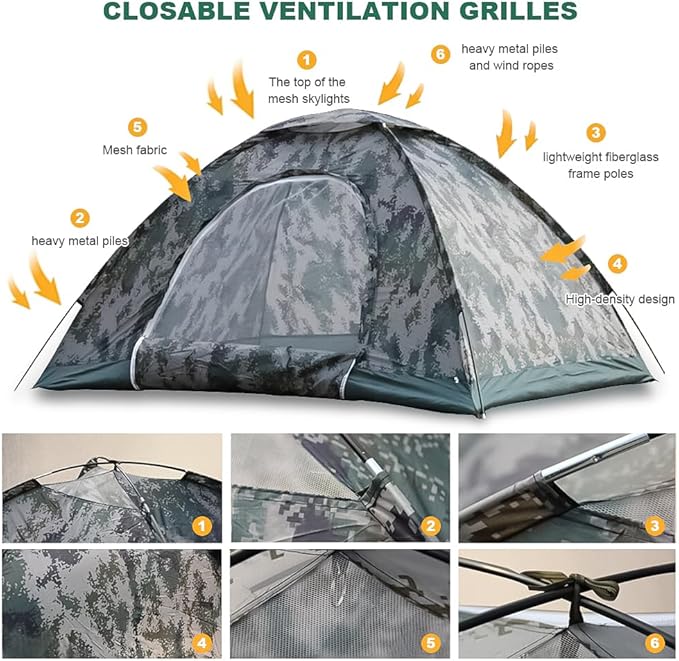Camping Tent 2 Person, Waterproof Family Dome Tent with Rain Fly, Lightweight Portable Backpacking Tent for Outdoor Camping/Hiking