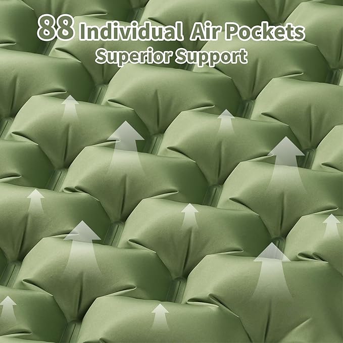 Sleeping Pad for Camping - 4” Thick Inflatable Camping Mat with Built-in Pump & Pillow, Ultralight Self Inflating Camping pad, Backpacking Sleeping Mat for Hiking, Tent, Traveling