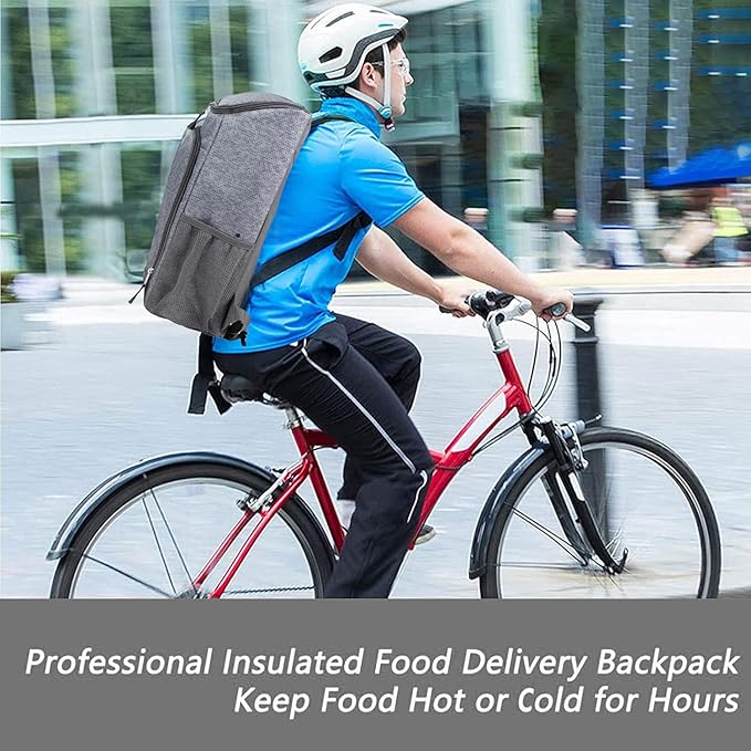 Insulated Cooler Backpack Food Delivery Bag with Drink Cup Holders, Pocket | Soft Sided Backpack Cooler Insulated Leak Proof 30 Can Travel Cooler Bag for Groceries, Camping, Beach
