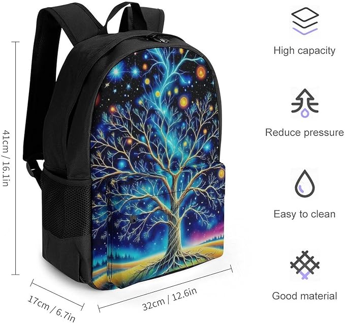 Supdreamc Daypack Backpack Multipurpose Anti-Theft Large Capacity Bookbag, Mystery Tree Of Life Fantasy Planet Art Travel Hiking Camping Rucksack With Adjustable Shoulder Straps