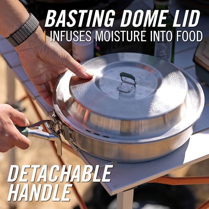 Gerber Gear ComplEAT Saute Pan - Portable Outdoor Saute Pan with Stainless Steel Construction - Premium Camp Cookware - Features Detachable Handle