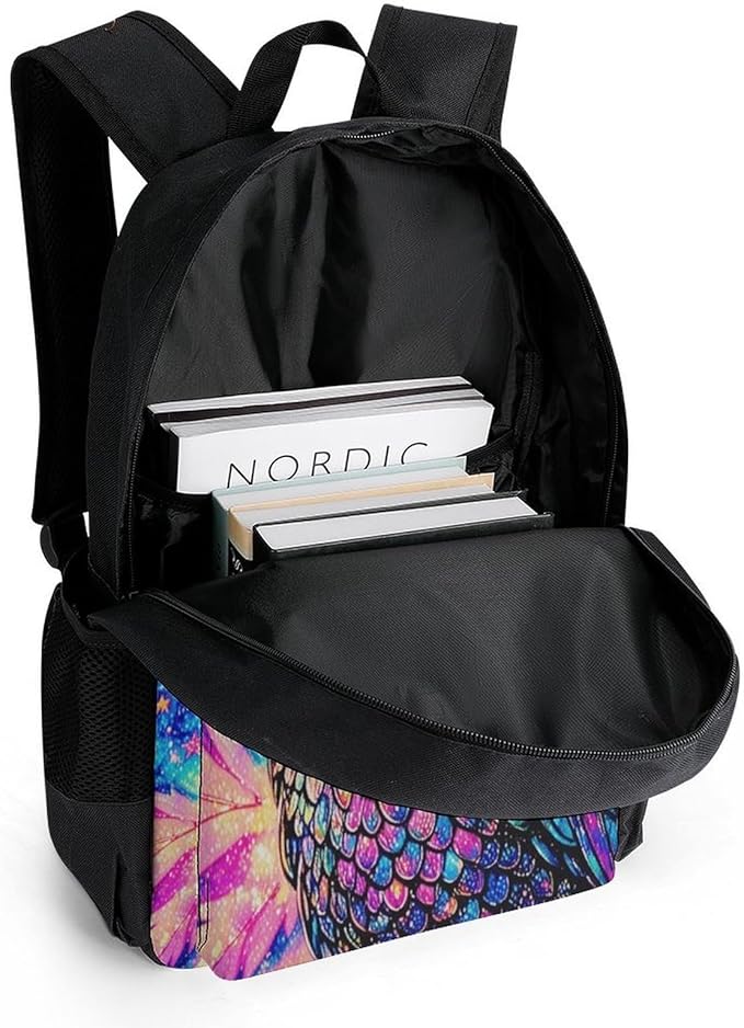 Supdreamc Rucksacks Lightweight Multipurpose Anti-Theft Galaxy Owl Shoulder Bag Big Capacity Laptop Book Bag Rucksack With Padded Straps