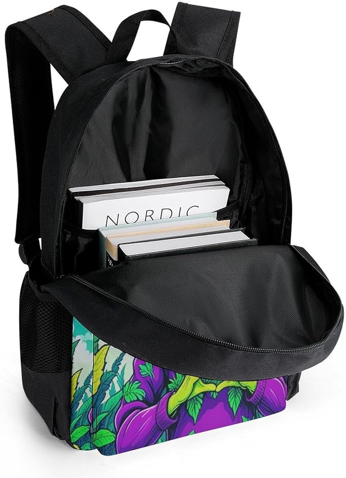 Adults Lightweight Alien Smoking Marijuanaweed Art Rucksacks Large Capacity Bookbag With Adjustable Shoulder Straps for Trekking Outdoors Bicycle