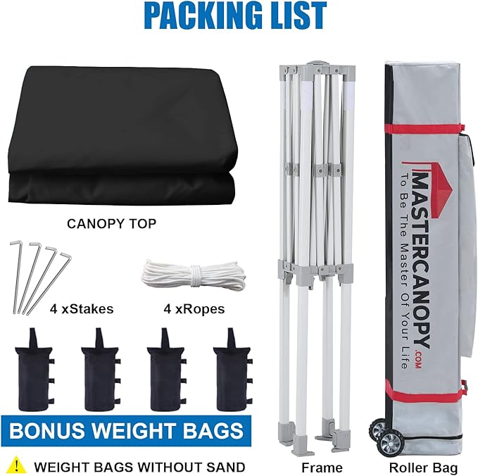 MASTERCANOPY Pop Up Canopy Tent Commercial Grade Instant Shelter (5x5, Black)