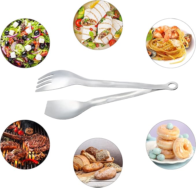 MSY BIGSUNNY 9 Inch Serving Tongs, Stainless Steel Metal Tongs for Cooking, Barbecue, Grilling, Buffet - Set of 2, Silver