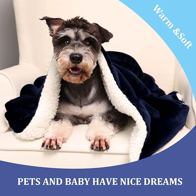 NANPIPER Baby Sherpa Blanket,Warm Toddler Throw Blanket,Soft Newborn Fleece Blanket for Winter (Navy Blue,30x40 inches)