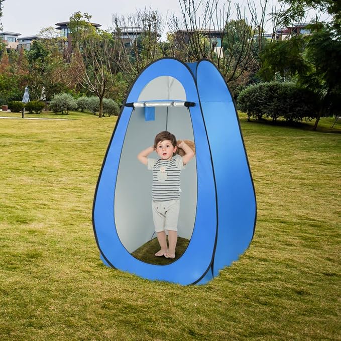 Pop Up Privacy Tent - 1-2 Person Portable Outdoor Camping Bathroom Toilet Tent Changing Dressing Room Privacy Shelter for Hiking, Beach, Picnic - Blue