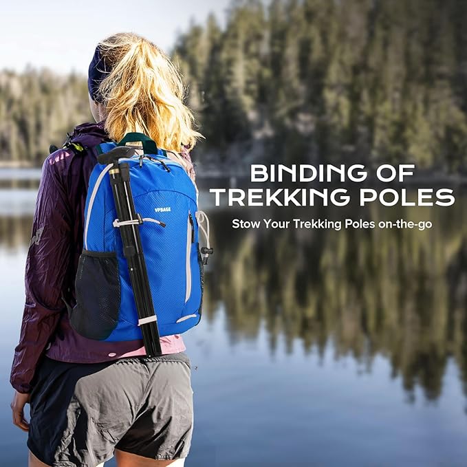 15L Water-resistant Hiking Daypack, Small Backpack Travel Outdoor, Lightweight Day Pack with Tool Loops