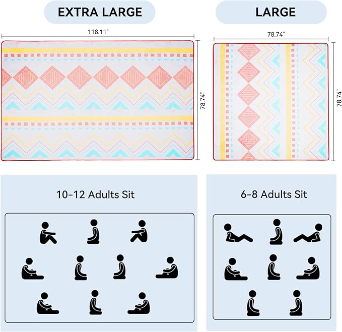 Picnic Blanket Waterproof – Large Sandproof Beach Blanket & Beach Mat, Foldable Machine Washable Outdoor Lawn Blanket, Stadium Blanket & Outside Blankets for Grass, Camping, Park, Travel