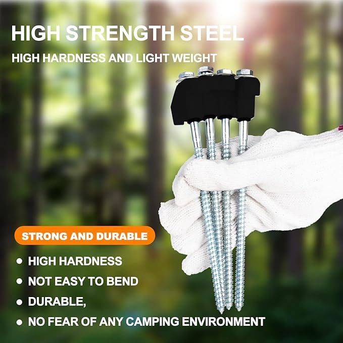 20 Pack Screw in Tent Stakes Heavy Duty,8 ’’ Ground Anchors Screw in,Metal Stakes with Hex Head Driver and Sturdy Storage Box. (20, Black)