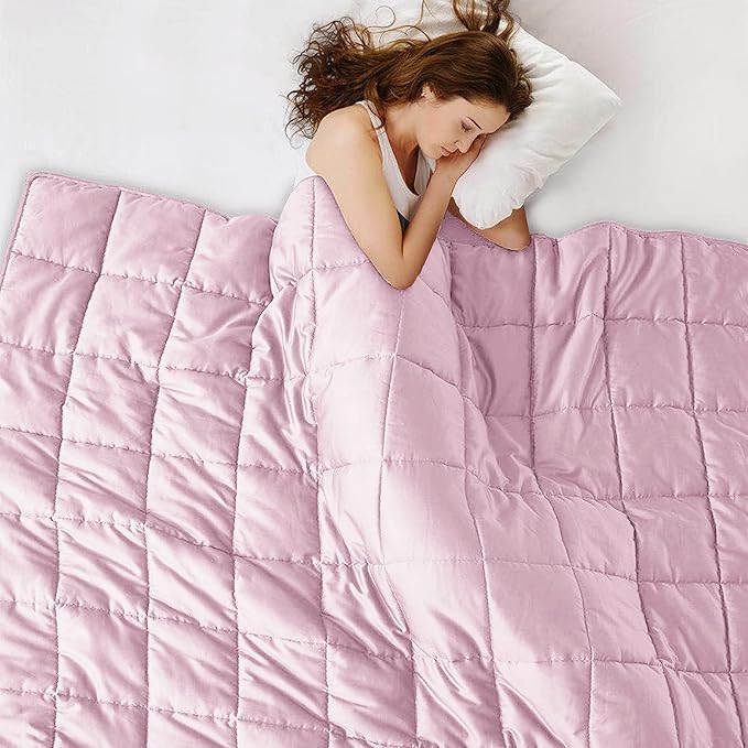 L'AGRATY Weighted Blanket - 88"x104" 25lbs Cooling Breathable Heavy Blanket Microfiber Material with Glass Beads for Adult All-Season Summer Fall Winter Soft Thick Comfort