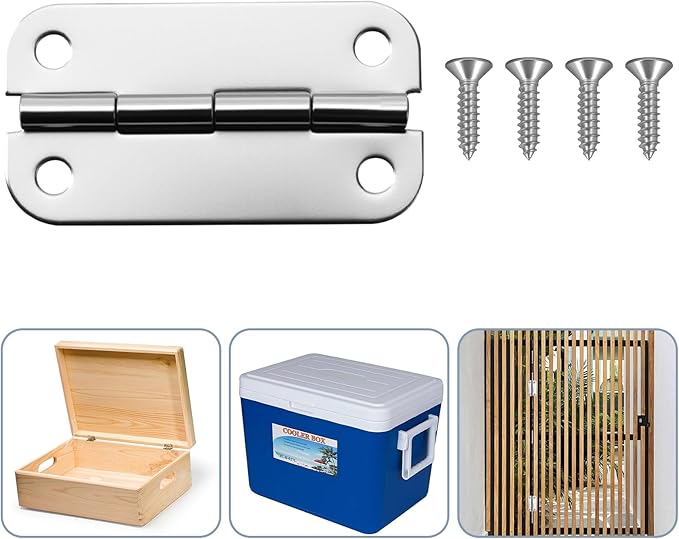 3 Pack 2.5 Inch Round Corner Stainless Steel Cooler Hinges, Replacement Compatible with Igloo Style Coolers, Parts, Also Hinges, Set with Screws Included