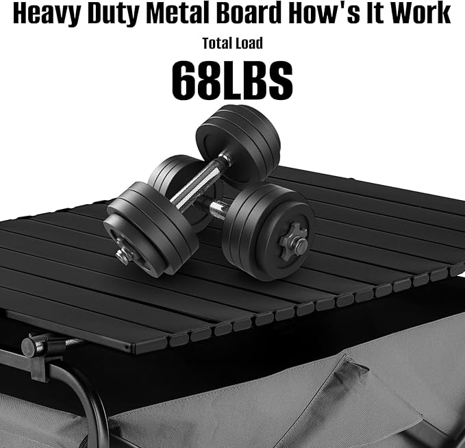 Metal Tabletop Board for Wagons Cart,Foldable Table 34"×21" Heavy Duty for Wagon,Alloy Board with Load Capacity 68LBS,Camping Essential and Gear for Outdoor Party with Family and Friends(Black)
