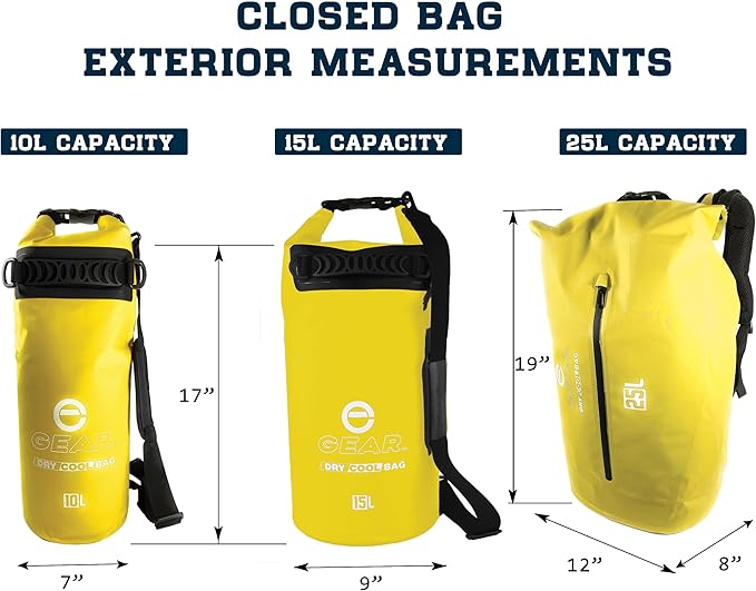 Enthusiast Gear Insulated Dry Bag Floating Cooler – 10L / 15L / 25L Roll Top, Leak Proof, Waterproof, Collapsible, with Padded Shoulder Strap - Perfect for Kayaking Fishing Beach