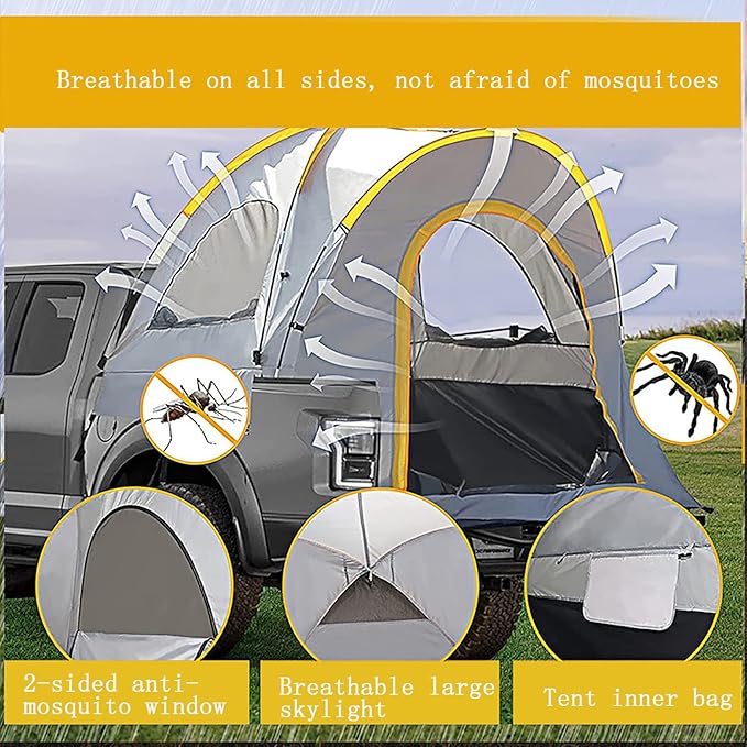 Pickup Truck Tent, Car Tailgate Tent,Waterproof PU2000mm Double Layer Car Bed Camp Tents, for Minivan Outdoor Self-Driving Camping Party Hiking,L