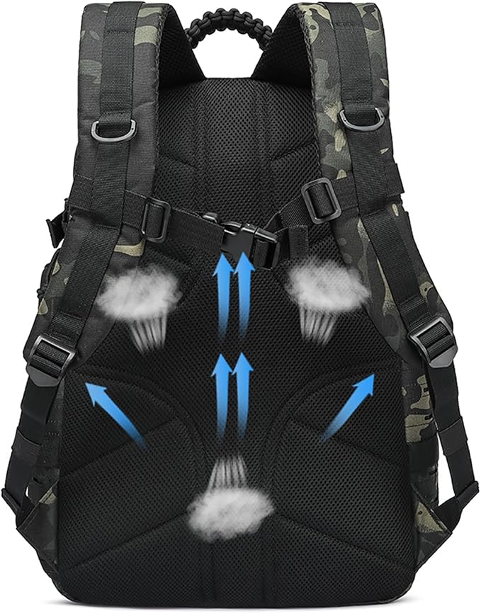 35L Tactical Backpack for Men Heavy Duty Military Backpack 3 Day Assault Pack Molle Backpack Hiking Rucksack (BlackMix)