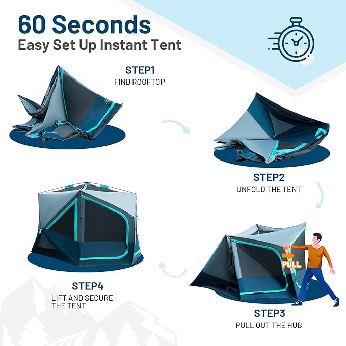 TIMBER RIDGE 4/6/8 Person Instant Pop Up Cabin Tent, Easy 60 Second Setup, Weather Resistant Camping Family Hub Tent with Rain Fly and Carry Bag for Outdoor Camping & Overlanding