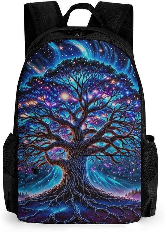 Supdreamc Casual Daypack Multipurpose Anti-Theft Large Capacity Carry On Bag, Magical Universe Tree Of Life Art Casual Daypack Climbing Shoulder Bag With Padded Straps