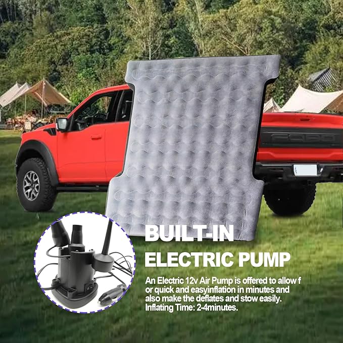 Vrasly Inflatable Truck Bed Air Mattress / 5.5ft to 5.8ft Truck Box/Converts to Full Double Size Bed/Inflatable Truck Bed Mattresses for Short/Mattress Mats with Pump&Carry Bag