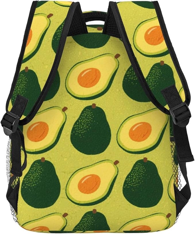 Rucksack Multipurpose Anti-Theft Big Capacity Shoulder Bag, Green Avocado Art Travel Hiking Camping Rucksack With Side Pockets