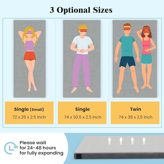 Goplus Memory Foam Camping Mattress, Portable Roll up Sleeping Pad w/Anti-Slip Bottom, Travel Bag, Single/Twin Waterproof Floor Mat, Guest Bed