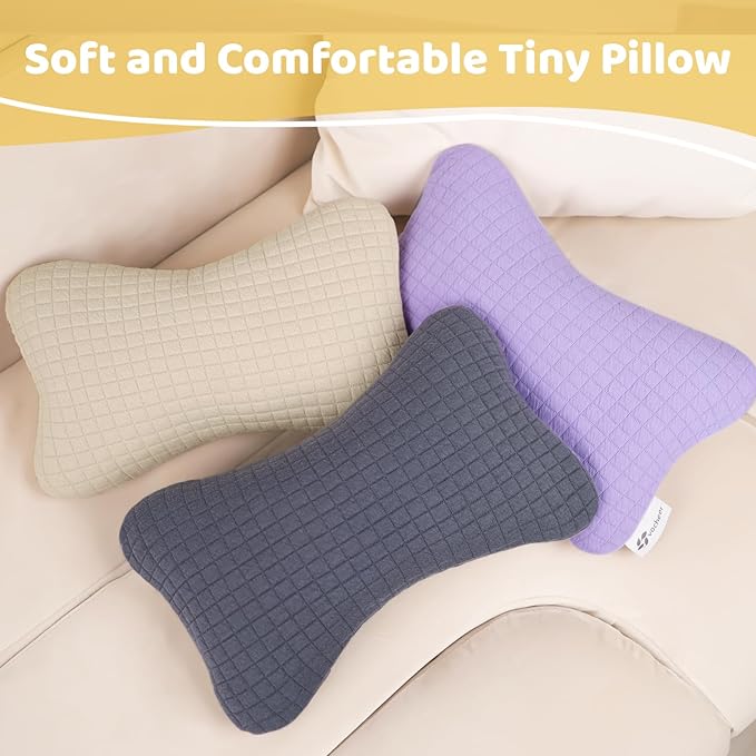 vocheer 11x7in Mini Travel Pillow, Small Pillows for Sleeping, Tiny Pillows for Neck, Wrist, Lumbar and Knee, Pets Pillow, Cotton, Cover Removable, Machine Washable (Dark Beige-2PC)