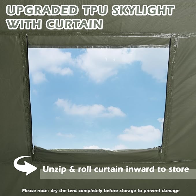 EROMMY 4/6/8/12 Person Inflatable Tent with Skylight, 4 Season Blow Up Tents with Hand Pump for Outdoor Camping & Hiking, Easy Set-up Windproof Sunproof Waterproof