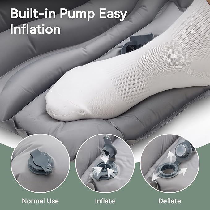 Sleeping Pad for Camping,Self Inflating Sleeping Mat with Pillow and Built-in Foot Pump 4-Season Backpacking Adult Form Pads for Camp/Travel/Tent/Hiking