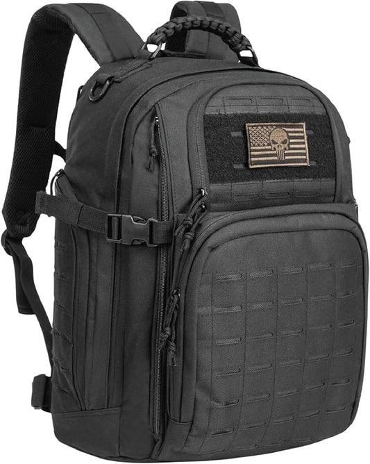 TRAILKICKER Military Tactical Backpack 40L for Men, Hiking Camping Molle EDC Daypack Army Assault Pack Lightweight Work Backpack with Water Bladder Compartment, Black