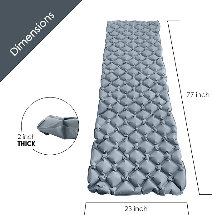 Ultralight Sleeping Pad for Camping - Lightweight Sleeping Mat for Backpacking - Inflatable, & Compact Air Mattress