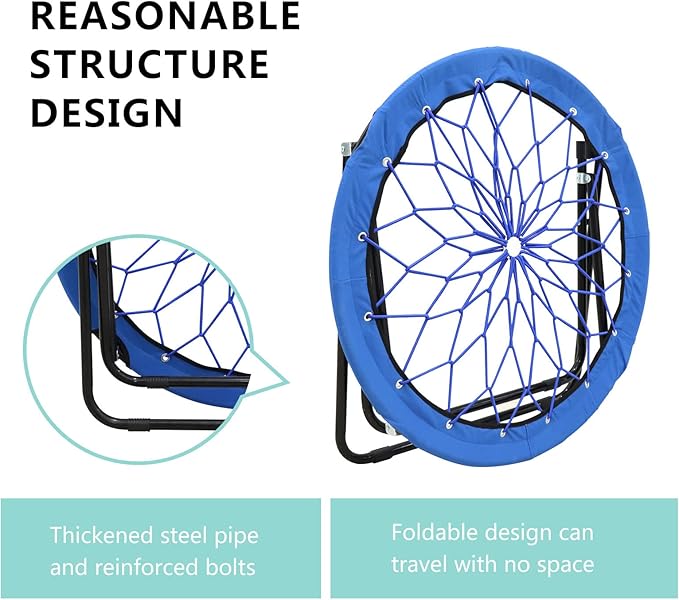 Bungee Chair Portable Foldable, Dish Chair Bunjo Game Chair for Outdoor and Indoor and Camping and BBQ (Royal Blue)