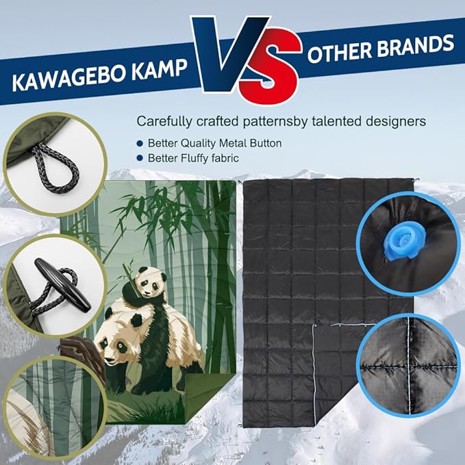 Camping Blanket Puffy - Outdoor Stadium Blanket Wearable, Lightweight, Packable, Machine Washable Camping Quilt for Traveling, Picnic, Beach, Party