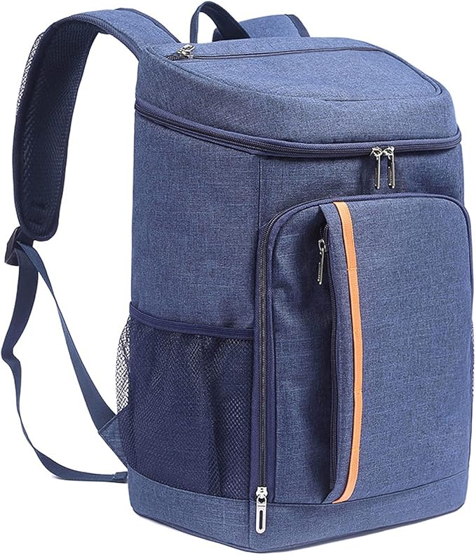 Drfeify Cooler Backpack, Multi Pocket Insulated Backpack, Portable Large Cooler Bag for Picnics Camping Hiking BBQ, Well Insulated with Leakproof Liner, Spacious for Essentials, Made (Navy Blue)