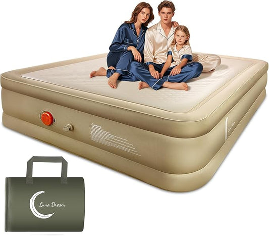 LunaDream Twin XL Air Mattress with USB Rechargeable Built-in Pump, Wireless Inflatable Airbed, FlexWeave Tech for 1100 lbs Enhanced Support, Portable for Home & Camping, Leak Proof Design, Carry Bag