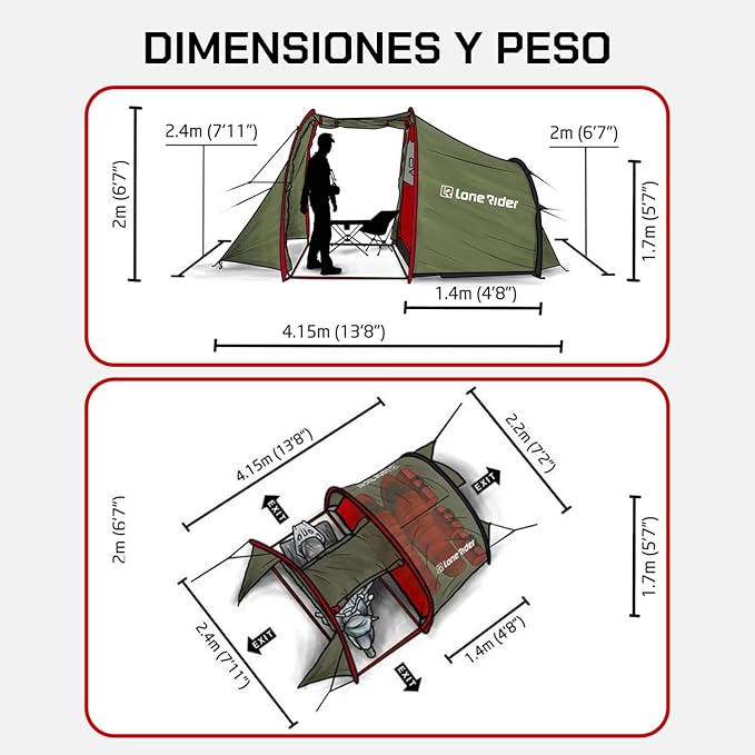 MotoTent Motorcycle Tent - Fully Waterproof 2 Person Tunnel Shelter with Bike Garage - Easy Setup Ultralight Dome for Touring & Hiking - Includes Carry Bag, Groundsheet and Pegs