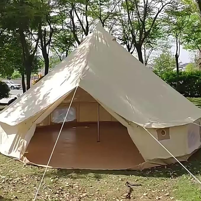 GeRRiT 4M/13ft 285g Cotton Canvas Bell Tent, Outdoor Waterproof Family Glamping Yurt 900D Oxford Cloth Bell Tent, Luxury Yurt Bell Tent for Event Wedding Party Family