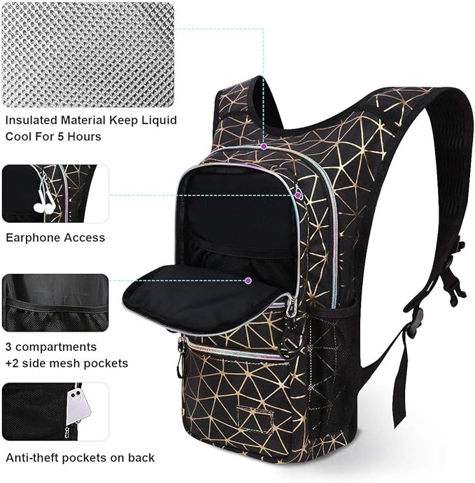 Hydration Backpack Pack, Water Backpack 20L Capacities Included 2L Hydration Bladder, Festival Essential - Rave Hydration Pack Hydropack Hydro for Hiking, Festival Gear