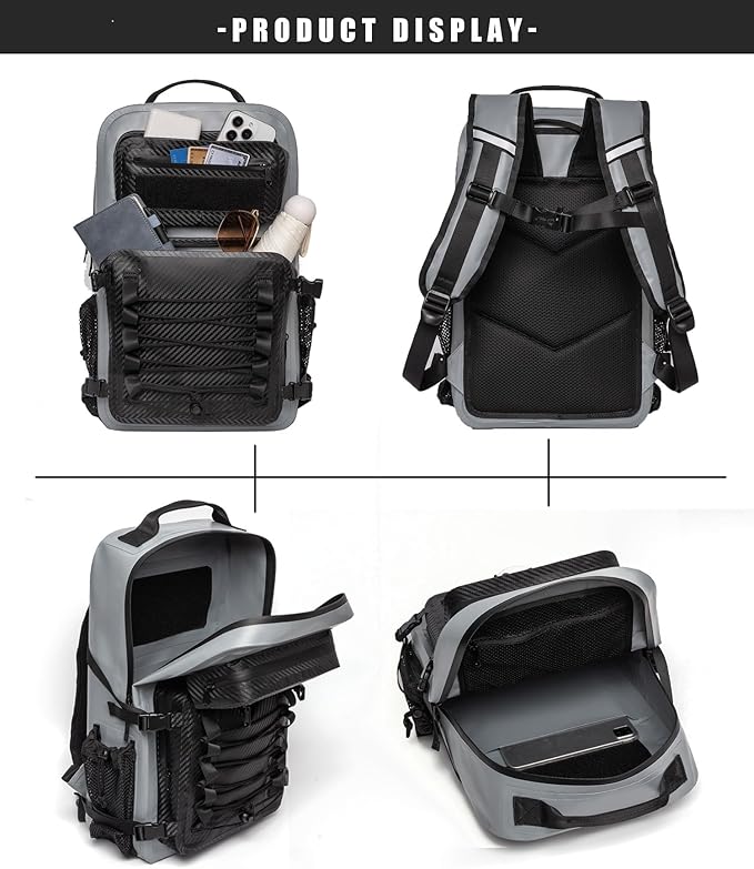 Dry Bag Waterproof Backpack 30L Tactical Backpack for Kayaking Hiking Boating Paddle Boarding Fishing Travel Camping Beach Floating Dry Bag for Men Women (Grey)