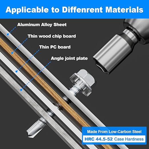 300Pcs Self Tapping Screws Assortment Kit, Self Drilling Screws for Metal, #8 1/2" 3/4" #10 3/4" 1", Sheet Metal Screws with Hex Washer Head