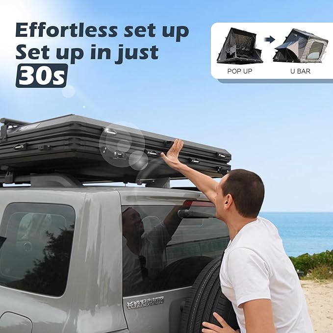 Rooftop Tent Hard Shell,Car Truck Bed Tent for Camping,Car SUV Jeep Tent Waterproof,Aluminium Alloy RTT Easy Setup-Topoak Stellar (Stellar)